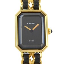 Chanel Premiere H0001 Gold Plated 20.0mm Black Dial Quartz Women's #NW092