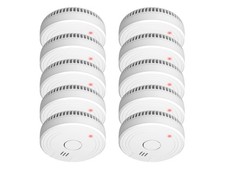 10er Set Rauchwarnmelder fotoelektrisch, austauschbare Batterie, Ø 10cm