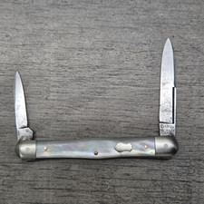 Antique Krusius Brothers Germany 2 Blade Mother of Pearl Pocket Knife MOP