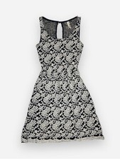 Made in USA Navy/White Floral Lace A-Line Short Dress M Sleeveless Lined
