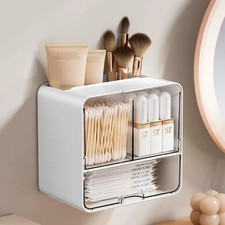 Qtip Holder for Bathroom Container, Wall Mounted  Countertop Cotton Swab Org...