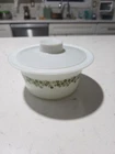 Pyrex Green Spring Blossom Crazy Daisy Butter Bowl with Plastic Lid vintage