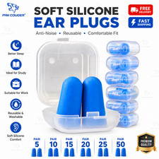 Soft Silicone Ear Plugs In Box Anti Noise Reusable Plugs For Sleep Work Study UK