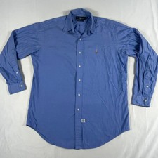 Ralph Lauren Button Down Shirt Yarmouth Pinpoint Oxford Blue Mens 15.5-34