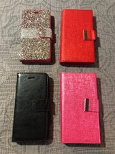 Lot of 4 Different Phone Cases w/ Wallet New No Packaging Pink Red Black