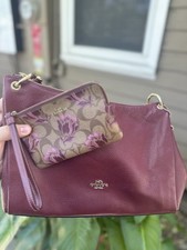 Burgundy Coach Purse Set with Wallet and Wristlet Excellent Condition