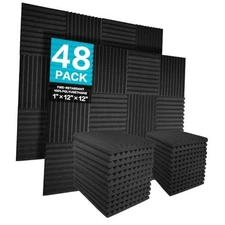 JBER - Paquete de 12 paneles Nicht selbstklebend Paquete de 48 - Negro