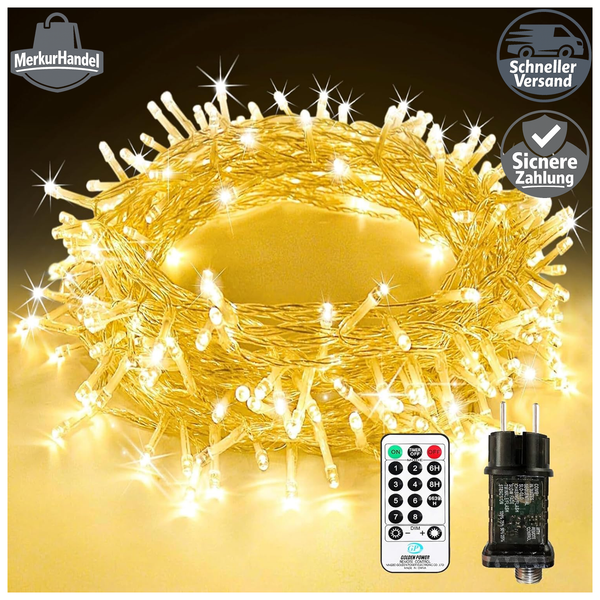 Lichterkette AußEn 10M 100 LED Warmweiß Weihnachten Dekoration Garten-image