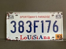 Targa metallica auto americana immatricolazione Louisiana 15 x 30 cm