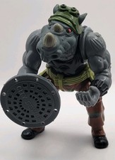 TMNT Rocksteady Figure with Shield Vintage 1988 Playmates Soft Head