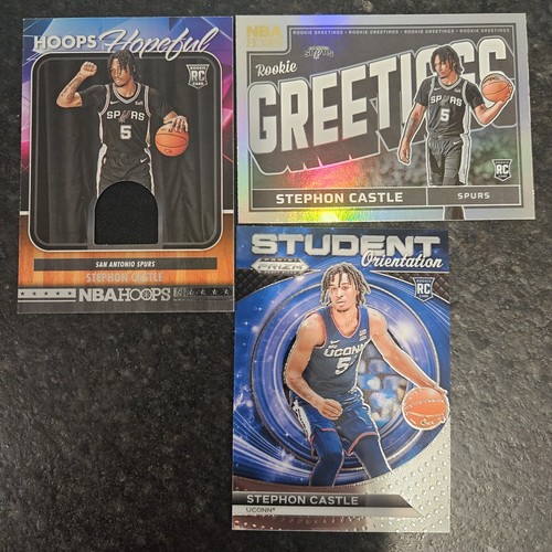 2024 NBA Hoops Stephon Castle Lot 3 Karten Hoops Hopeful Jersey Holo Greeting