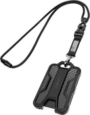 LIUGX Badge Holder with Heavy Duty Breakaway Lanyard, Carbon Fiber-Texture, Dura