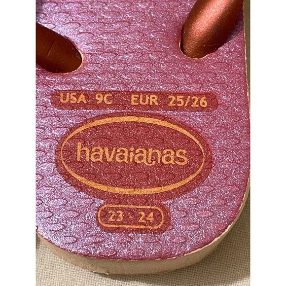 Sandalias Havaianas Niños Top Gatito Gato Naranja Rosa Chanclas US 9C EUR 25/26 Foto 4 de 4