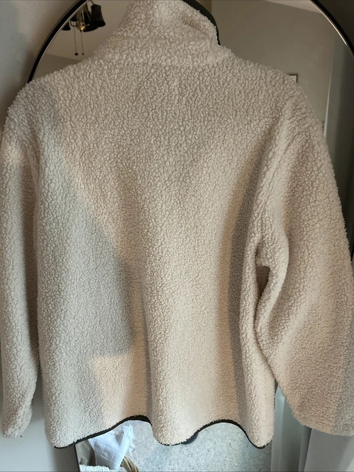 Lucky Brand 小号 S Sherpa 人造剪羊毛泰迪羊毛外套夹克燕麦片 169 美元 — 第 2/4 张图片