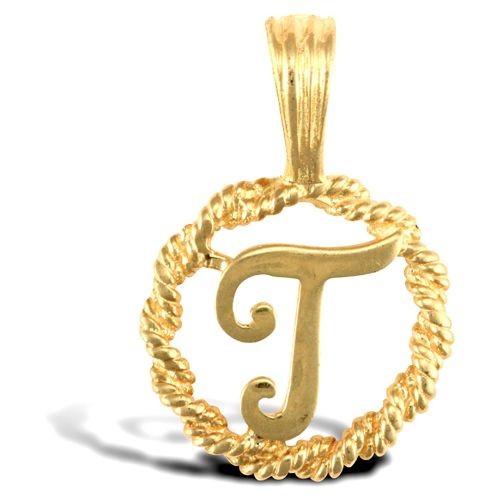 9ct Gold T Initial Pendant Rope Design | Yellow Gold Necklace Gift - Picture 1 of 1