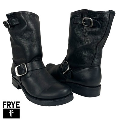 Frye Veronica Flex Short Women s 6 Black Leather Harness Moto Boots