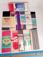 Lot of 12 Vintage Seam Binding Tape, Bias, Hem Binding - Various Colors