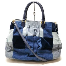 NO TARIFF Miu Miu Hand Bag Blue Denim 4735125