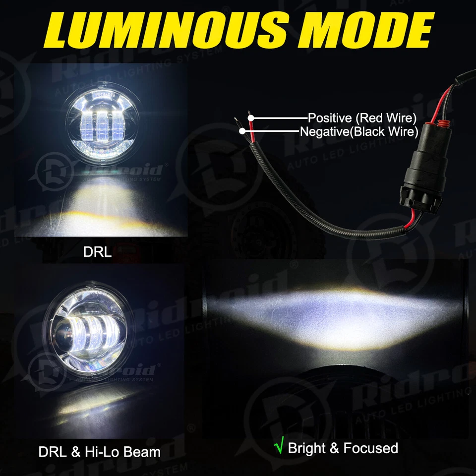 Chrome 4.5" Inch LED Passing Lamp Spot Fog Lights for Harley Davidson Motorcycle - Image 4 of 4