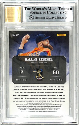 2015 Panini Friday DALLAS KEUCHEL Signed Astros Card #24 Graded BGS 9 Auto 10 - Picture 3 of 3