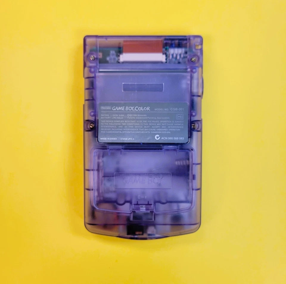 Nintendo Game Boy Color Transparente Púrpura Atómico 👾 CGB-001 GBC RESTAURADO CUERPO NUEVO Foto 2 de 3