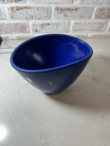 VTG Made In Germany Cobalt Blue Pottery Bowl Planter Decor Abstract Circle Oval