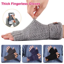 Thick Fingerless Gloves Driving Gloves Knitted Alpaca Wool Half Finger Mittens