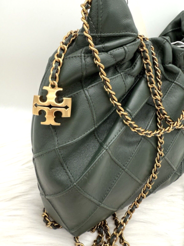 ECHT NEU MIT ETIKETT TORY BURCH Mini Fleming gesteppte Kette Crossbody Hobo Bag in Tannenbaum - Bild 14 von 18