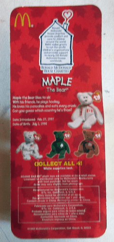 McDONALDS TY Beanie Baby The Bear Britannia Maple Glory Tag Error Complete set - Picture 4 of 5