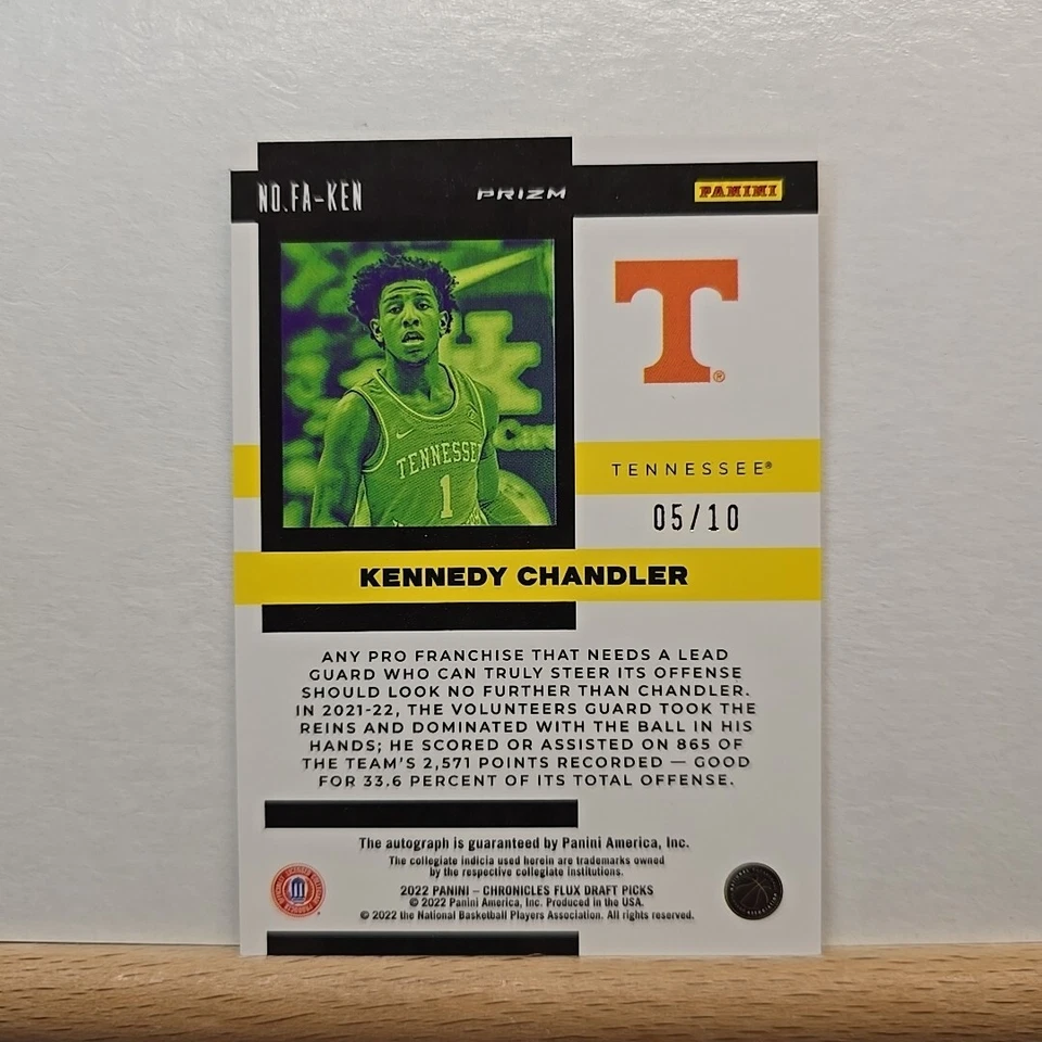 2022-23 Chronicles Draft Picks Kennedy Chandler FLUX Gold Prizm 05/10 AUTO RC - Image 2 of 2