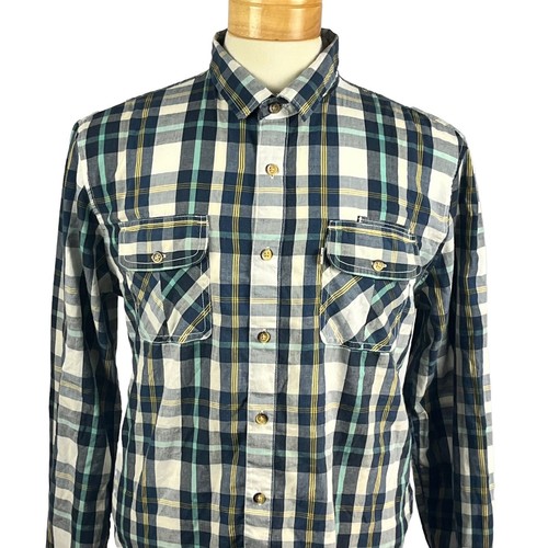 Levi's Men's Blue Plaid Western Point Collar Long Sleeve Button Up Size Medium - Picture 3 of 17