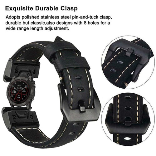 Quick Fit Genuine Leather Strap Band For Garmin Fenix 5 5X Plus 6 6X 6S Pro 7 7X - Picture 16 of 18