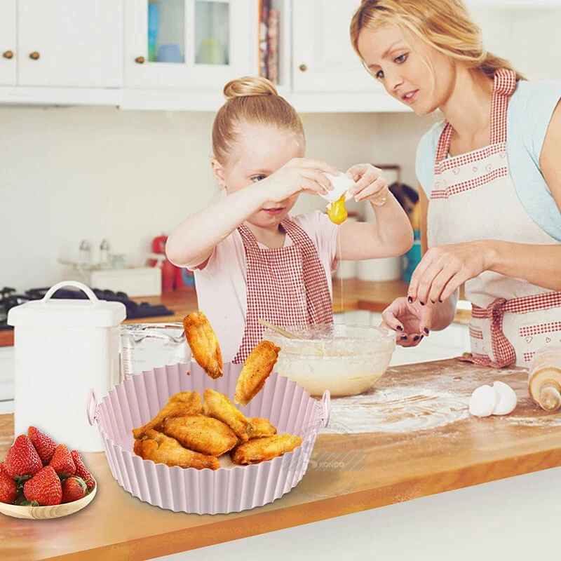 Air Fryer Silicone Pot Round Reusable Air Fryers Oven Baking Tray