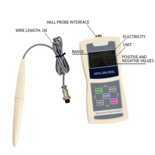Tesla Meter Teslameter Gauss Meter Digital Magnetic Field Tester with 0-2500mT - Picture 8 of 15