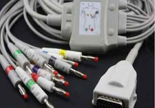 10Leads Burdick EKG Cable AHA Banana4.0 K1102B Shielded 15 pins