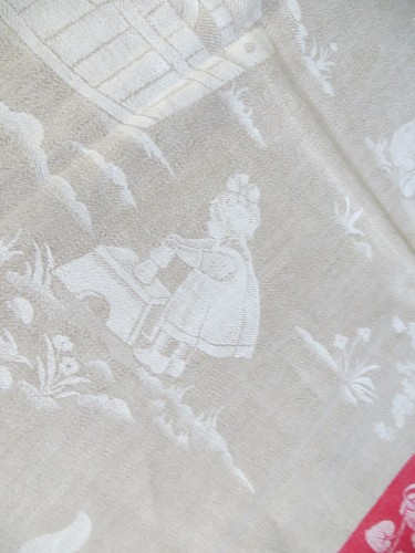 Rollcloth Manglecloth Mangle Cloth Antique Tablecloth German 35 "by118 " RARE - Picture 12 of 15