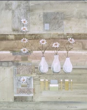 White Flowers in Vase Comtemporary Trio I & II by Ros Oesterle 8x10