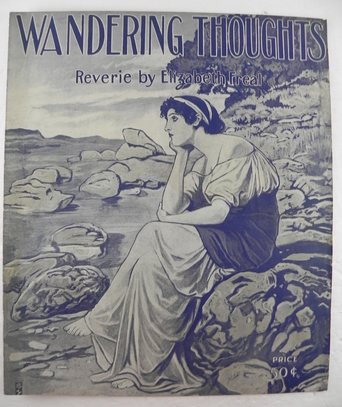 Wandering Thoughts 1907 Antique Sheet Music Large Format ~ Beautiful Cover!
