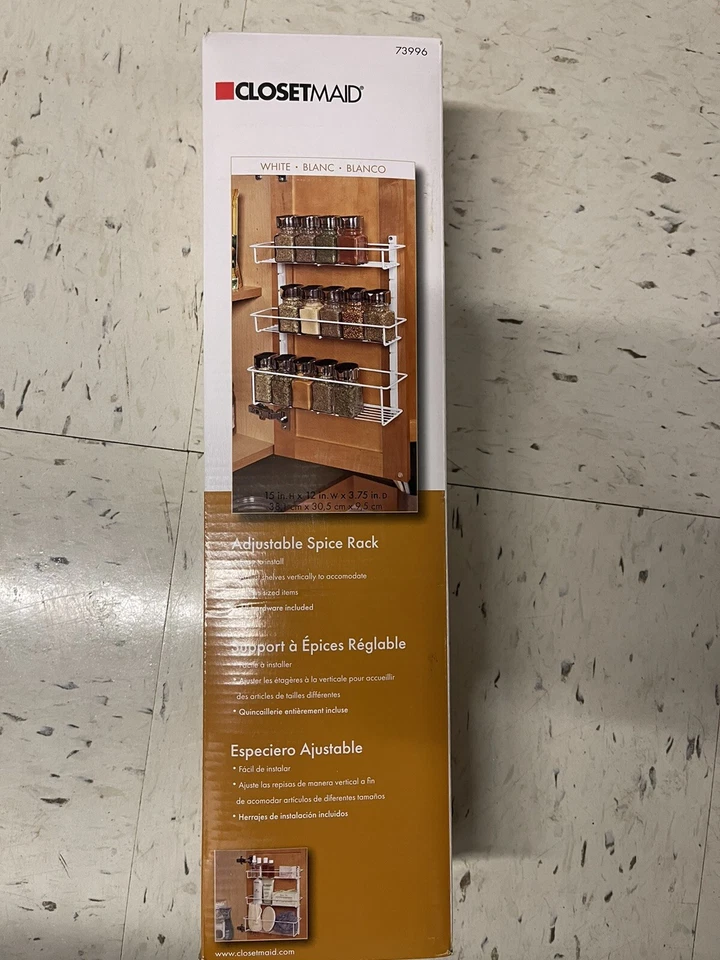 ClosetMaid Organizador de Estante de Especias Ajustable de 3 Estantes para Montaje en Gabinete/Pared, Blanco Foto 2 de 3
