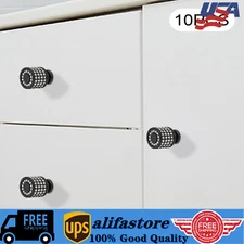 10 Pack Modern Round Cabinet Door Knob Kitchen Drawer Dresser Handle Pull Black