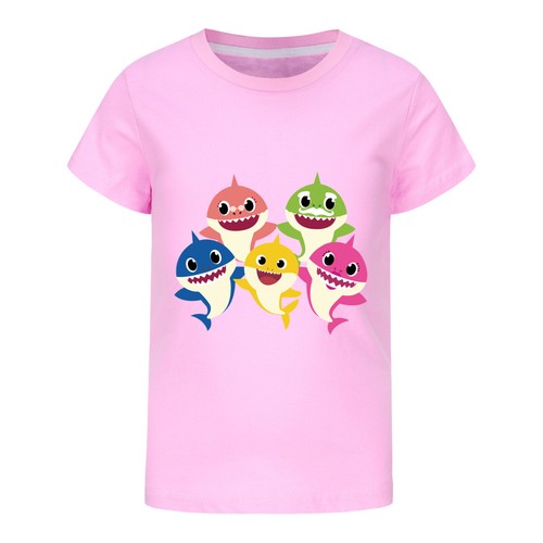 Kids Girls Boys Baby Sharks Costume T-Shirt Summer Casual Short Sleeve Tee Tops - Picture 17 of 53