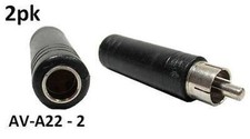 2pk RCA Male to 1/4" Mono Female Jack Audio Adapter