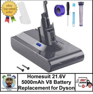 Homesuit 21,6 V 5000mAh V8 Akku Ersatz für Dyson mit 2 Filtern & Bürste