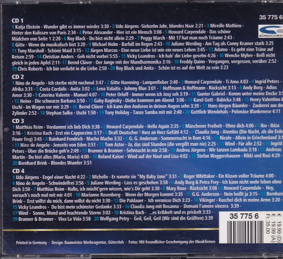 Die schönsten Schlager aus 40 Jahren - 4fach-CD -A10-near mint - Bild 2 von 2