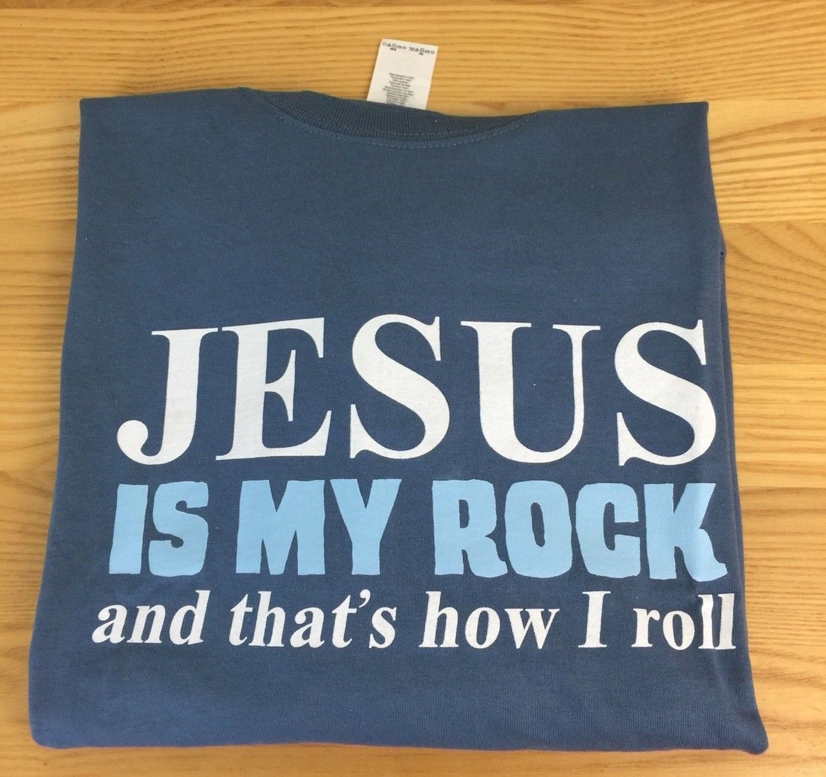 Has-Play Men's "Jesus Is My Rock And That's How I Roll" Graphic T-Shirt - Adult Sizes, Casual Christian Tee