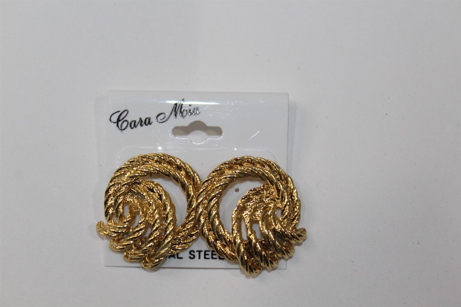 Gold-Tone Vintage Rope Knot Stud Earrings Retro Alloy Design-image