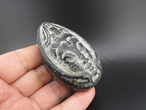 Chinese old jade,Collectibles,Black magnet,rare Guanyin & Head,pendant F(359) - Imagen 3 de 6