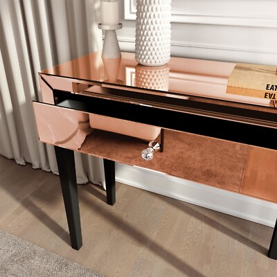 rose gold dressing table Modern Mirrored Drawer Jewellery Storage Vanity Desk bylt clothing