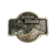 Mount St Helens 1980 3D Metal Belt Buckle Siskiyou