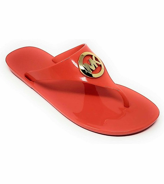 NEW Womens Michael Kors Lillie Jelly Sandals Slides Shoes Coral Red 7 8 9 10 | eBay